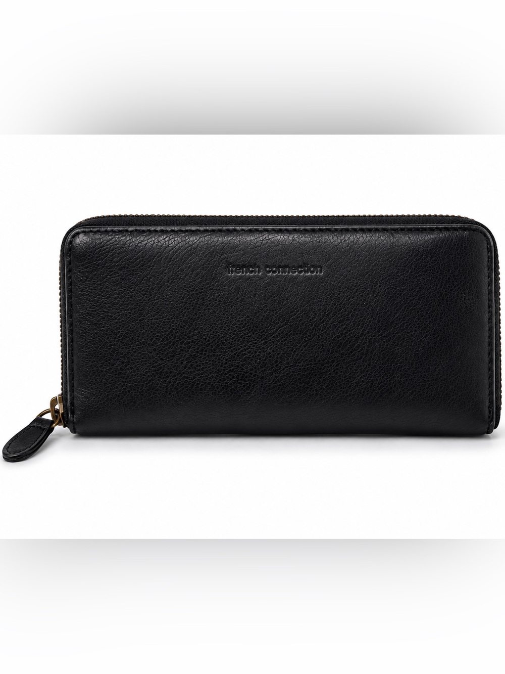 French Connection Black Soft Leather Zip Wallet